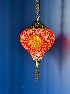 Luminária de Teto Turca Gota Vermelho e Laranja