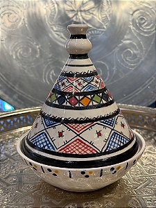 Tagine Saleiro - Modelo Marrocos - Preto, Azul, Verde, Laranja e Vermelho