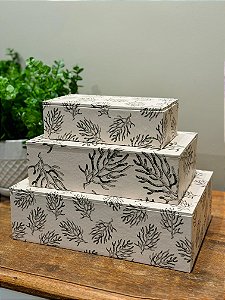 Trio Caixa Decorativa - Porta Joias - Off White e Verde