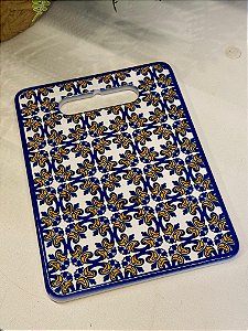 Tábua Turca - Cerâmica - Pequeno - Azul, Branco e Amarelo
