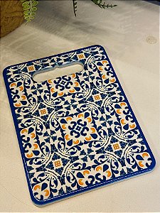 Tábua Turca - Cerâmica - Pequeno - Azul, Branco e Amarelo