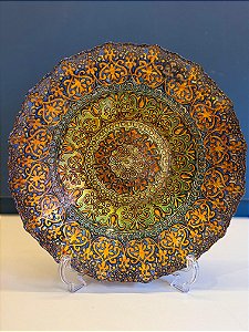 Centro de Mesa em Vitral - Pequeno - Dourado e Azul