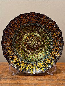 Centro de Mesa em Vitral - Pequeno - Dourado e Azul