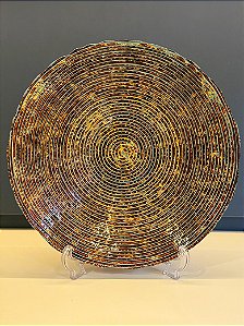 Centro de Mesa em Vitral - Dourado e Turquesa - Grande