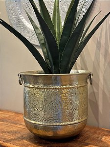 Cachepot em Alumínio - Martelado - Dourado Claro - 38CM