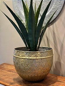 Cachepot em Alumínio  - Martelado - Dourado - 37CM