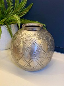Vaso Alumínio - Martelado - Prata