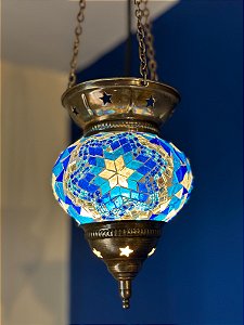 Luminária de Teto Turca Pequena Azul