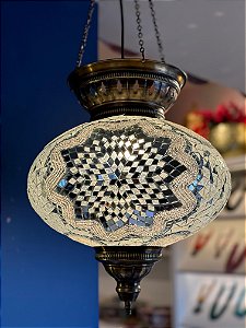 Luminária de Teto Turca Grande Branca Estrela