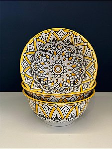 Bowl - Cerâmica - Amarelo e Preto - Tamanho Médio