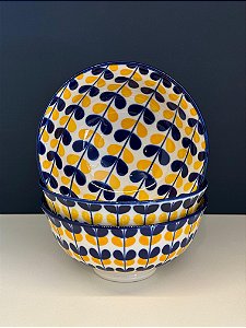 Bowl - Cerâmica - Azul e Amarelo - Tamanho Médio