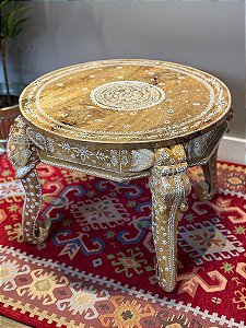 Mesa - Pé de Elefante - Madeira - Pintada à mão - G