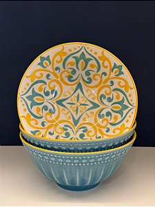 Bowl - Cerâmica - Verde e Amarelo - Tamanho Grande