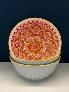 Bowl - Cerâmica - Laranja e Amarelo - Tamanho Grande