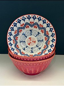 Bowl - Cerâmica - Vermelho e Azul - Tamanho Grande