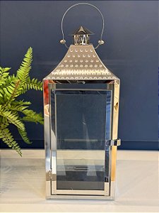 Lanterna - Metal - Prata - 40CM