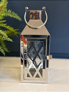 Lanterna - Metal - Prata - 26CM