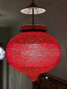 Luminária de Teto Metal e Vidro Vermelha