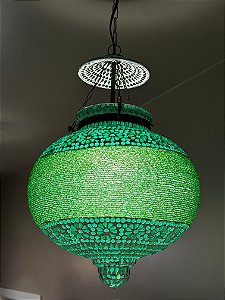 Luminária de Teto Metal e Vidro Verde