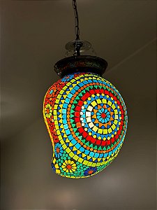 Luminária de Teto Metal e Vidro Colorida