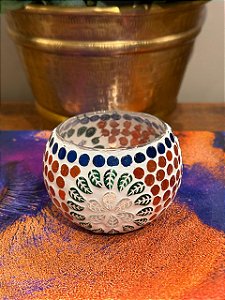 Porta Vela - Vidro - Vermelho e Azul