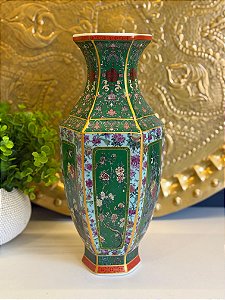 Vaso - Cerâmica - Verde e Colorido - 34CM