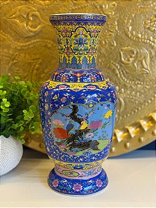 Vaso - Cerâmica - Azul e Colorido - 36CM