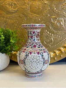 Vaso - Cerâmica - Branco e Colorido - 25CM