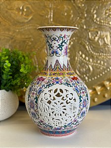 Vaso - Cerâmica - Branco e Colorido - 28CM