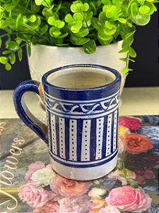 Caneca - Cerâmica -  Pintado à mão - Marroquina - Azul