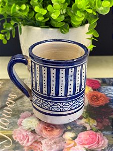 Caneca - Cerâmica - Pintado à mão - Marroquina - Azul