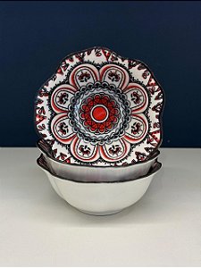 Bowl - Cerâmica - Vermelho e Preto - Tamanho Pequeno