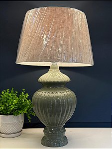 Abajur - Cerâmica - Verde com Cúpula