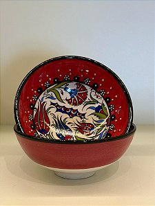 Bowl - Cerâmica - Turquia - Tamanho Médio - Relevo - Vermelho