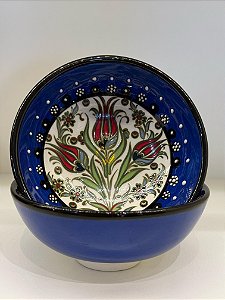 Bowl - Cerâmica - Turquia - Tamanho Médio - Relevo - Azul Escuro