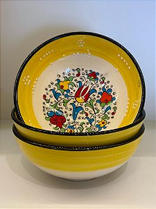 Bowl - Cerâmica - Turquia - Tamanho Grande - Relevo - Amarelo