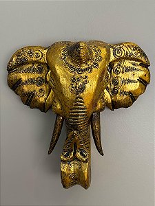 Cabeça De Elefante - Madeira - Dourado