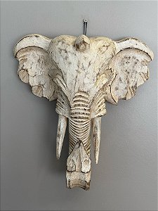 Cabeça De Elefante - Madeira - Pátina