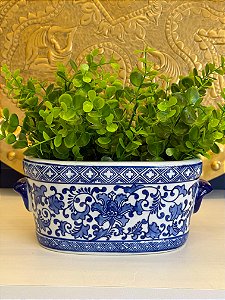 Cachepot em Cerâmica - Azul e Branco