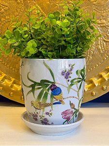 Cachepot em Cerâmica - Pássaros - 16CM