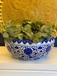 Cachepot em Cerâmica - Azul e Branco - 41CM