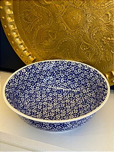Saladeira - Cerâmica - Azul e Branca - G
