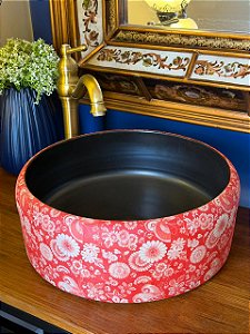 Cuba Sobrepor - Vermelho e Preto - Flores