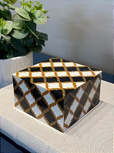 Caixa Decorativa - Resina - Marrom e Preto