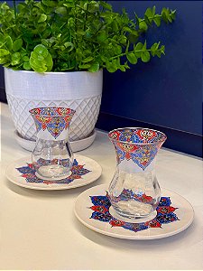 Copo Turco - Pares - Vidro Turquia - Azul e Vermelho