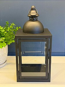 Lanterna - Metal e Vidro - Preto - 35CM