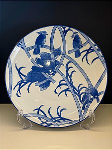 Prato Decorativo - Cerâmica - Azul e Branco