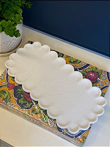 Bandeja - Cerâmica - Branco - G