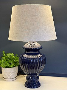 Abajur - Cerâmica - Azul com Cúpula