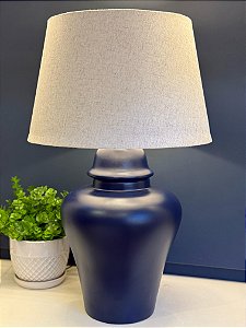 Abajur - Cerâmica - Azul Fosco com Cúpula